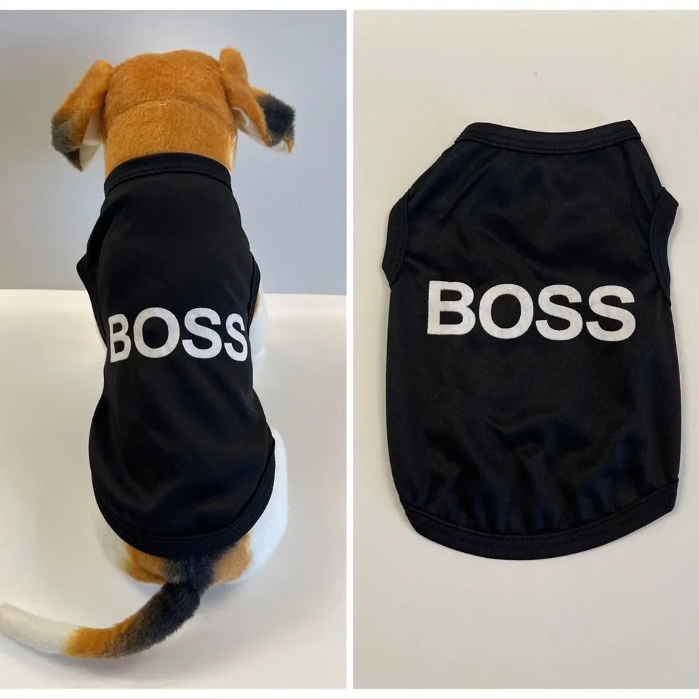 “Boss” Pet Shirt - All Sizes - Black - NWT